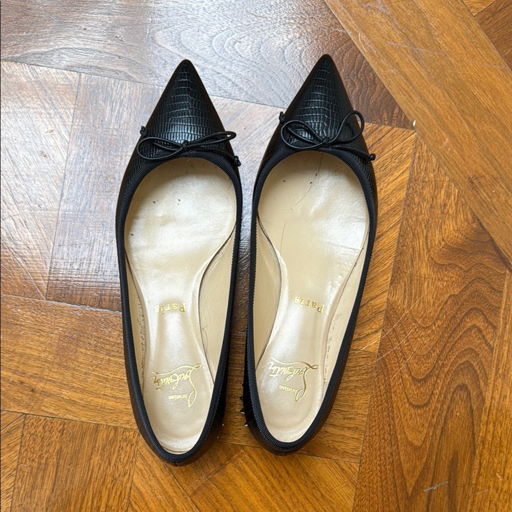 Christian Louboutin Black Leather Women's Flats